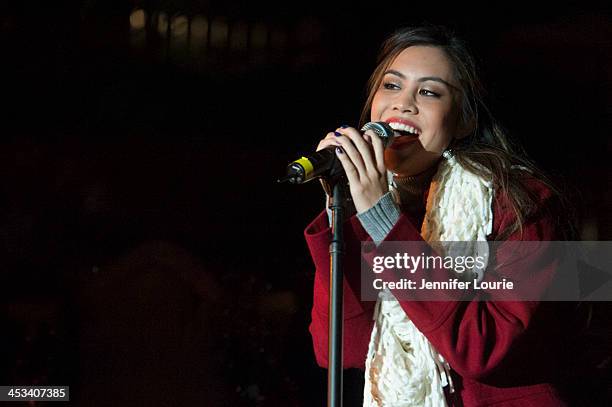 Singer Ashley Argota performs at the Children's Hospital Los Angeles' annual Holiday Tree Lighting Ceremony at Ralph M. Parsons Foundation Dining...