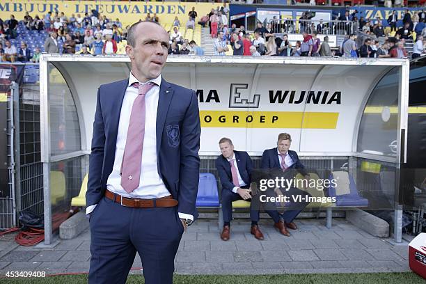 Coach Alfred Schreuder of FC Twente, Michel Jansen of FC Twente, Youri Mulder of FC Twente during the Dutch Eredivisie match between SC Cambuur...