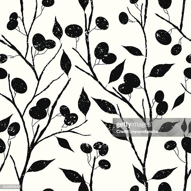 vektor-retro-stil-tapete-muster - olive tree stock-grafiken, -clipart, -cartoons und -symbole