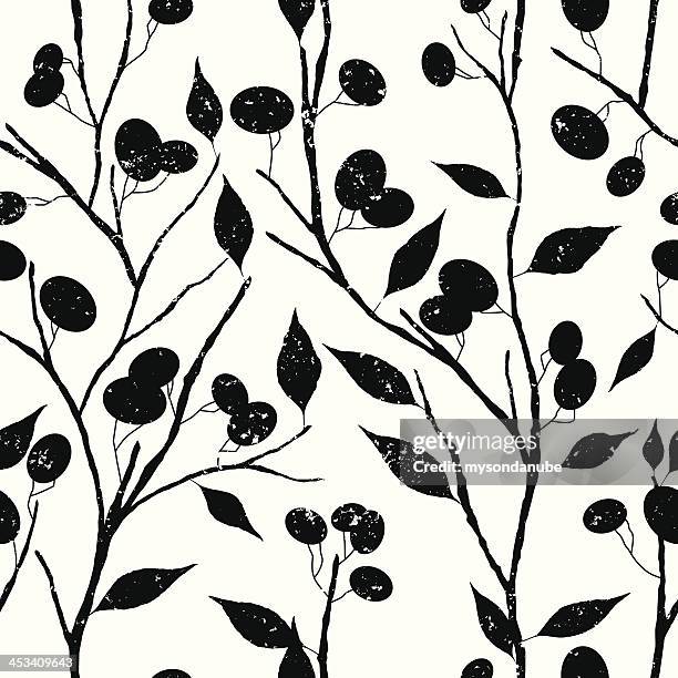 ilustrações, clipart, desenhos animados e ícones de ilustração em estilo retrô de papel de parede com padrão árvore - ramo parte de uma planta