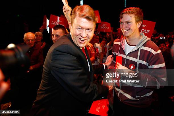 Leader of the Labour Party, David Cunliffe arrives to officially launch Labour's election campaign at the Viaduct Events Centre on August 10, 2014 in...