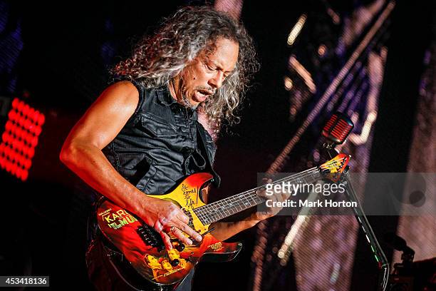 Kirk Hammett performs with Metallica on Day 1 of the Heavy Montreal Festival on August 9, 2014 in Montreal, Canada.