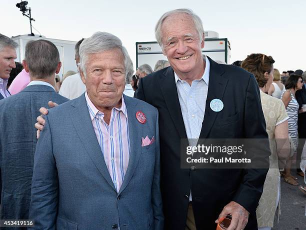 New England Patriots owner Robert Kraft and guest attend Boston Pops On Nantucket Hosted By Real Simple and Coastal Living at Jetties Beach on August...