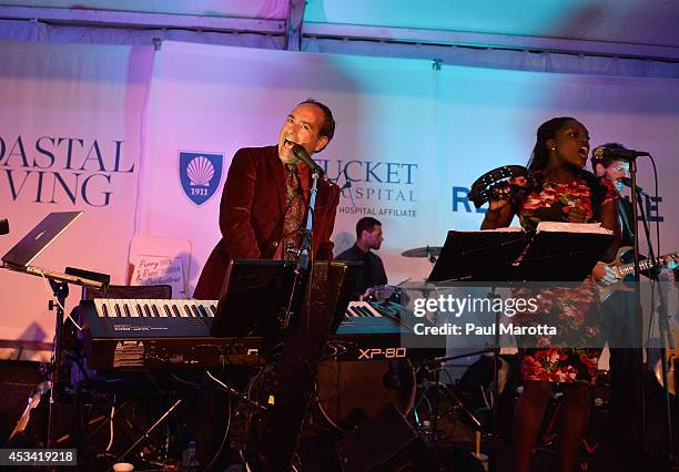 Guests dance at the post party at the Boston Pops On Nantucket Hosted By Real Simple and Coastal Living at Jetties Beach on August 9, 2014 in...