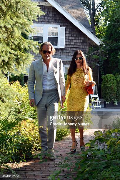 Frederic Marq and Adriana de Moura seen on August 9 in Bridgehampton, New York.