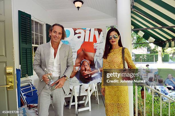 Frederic Marq and Adriana de Moura seen on August 9 in Bridgehampton, New York.