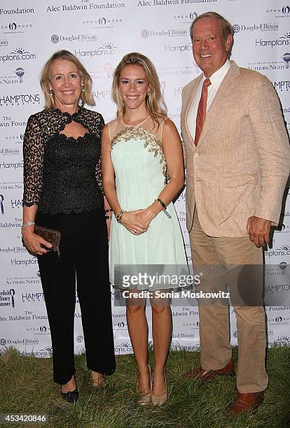Libby Pataki, Allison Pataki, and George Pataki attend the East Hampton Library Authors Night at Gardiner Farm on August 9, 2014 in East Hampton, New...