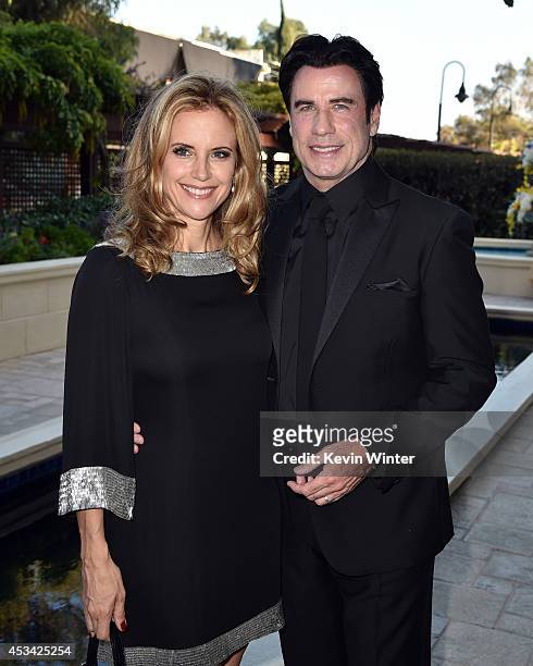 Actors Kelly Preston and John Travolta attend the Church of Scientology Celebrity Centre 45th Anniversary Gala on August 9, 2014 in Los Angeles,...
