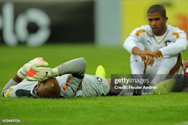 Jefferson and Junior Cesar of Botafogo during the match between Atletico-PR and Botafogo for the Brazilian Series A 2014 at Arena da Baixada on...