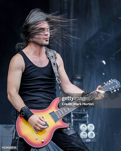 Isaac Delahaye performs with Epica on Day 2 of the Heavy Montreal Festival on August 10, 2014 in Montreal, Canada.
