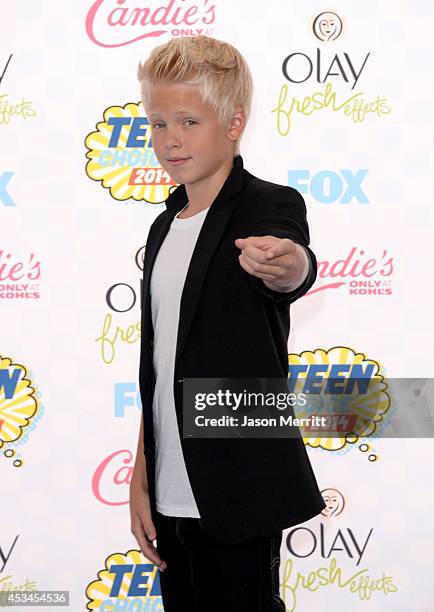 Recording artist Carson Lueders attends FOX's 2014 Teen Choice Awards at The Shrine Auditorium on August 10, 2014 in Los Angeles, California.