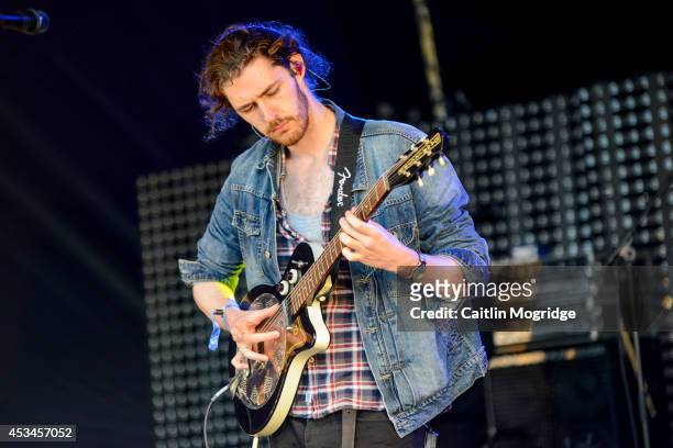 Hozier performs on stage at Wilderness Festival at Cornbury Park on August 10, 2014 in Oxford, United Kingdom.