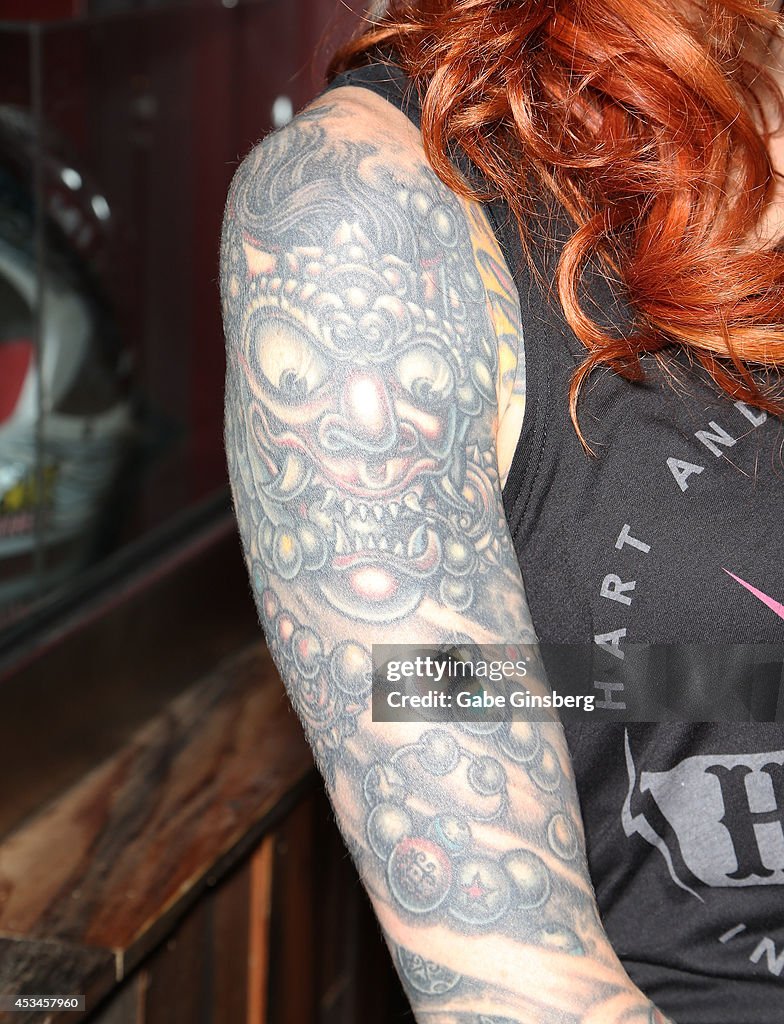 Tattoo artist and television personality Lea Vendetta arrives at Hart