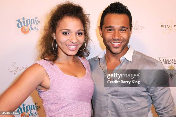 Actor Corbin Bleu and his sister Hunter Reivers arrive at Blake Michael's 18th Birthday on Riviera 31 on August 9, 2014 in Beverly Hills, California.