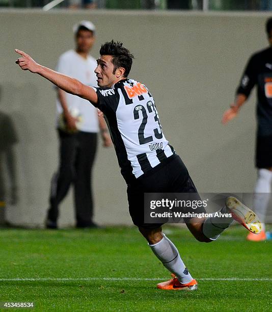 Jesus Datolo of Atletico MG celebrates a scored goal against Palmeiras during a match between Atletico MG and Palmeiras as part of Brasileirao Series...