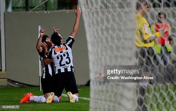 Jesus Datolo of Atletico MG celebrates a scored goal against Palmeiras during a match between Atletico MG and Palmeiras as part of Brasileirao Series...