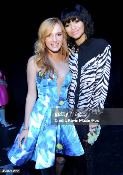 Actress Bella Thorne and actress-singer Zendaya attend FOX's 2014 Teen Choice Awards at The Shrine Auditorium on August 10, 2014 in Los Angeles,...