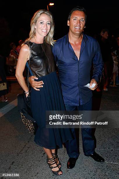 Singer Dany Brillant and his wife Nathalie Moury attend the concert of singer Enrico Macias at the 30th Ramatuelle Festival : Day 10 on August 10,...