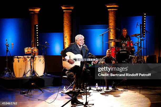 Singer Enrico Macias gives a concert at the 30th Ramatuelle Festival : Day 10 on August 10, 2014 in Ramatuelle, France.