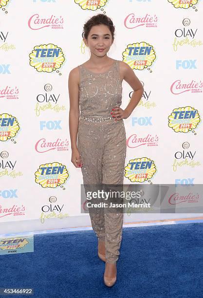 Actress Rowan Blanchard attends FOX's 2014 Teen Choice Awards at The Shrine Auditorium on August 10, 2014 in Los Angeles, California.