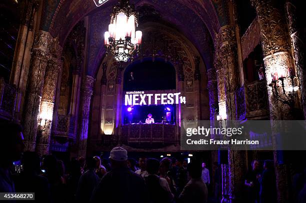 General view of the atmosphere during the screening of "A Girl Walks Home Alone at Night" with Warpaint in concert during Sundance NEXT FEST at The...