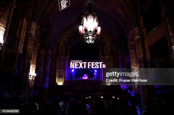 General view of the atmosphere during the screening of "A Girl Walks Home Alone at Night" with Warpaint in concert during Sundance NEXT FEST at The...