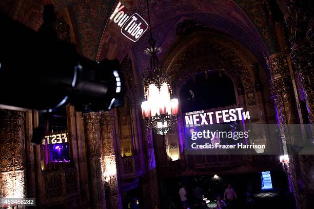 General view of the atmosphere during the screening of "A Girl Walks Home Alone at Night" with Warpaint in concert during Sundance NEXT FEST at The...