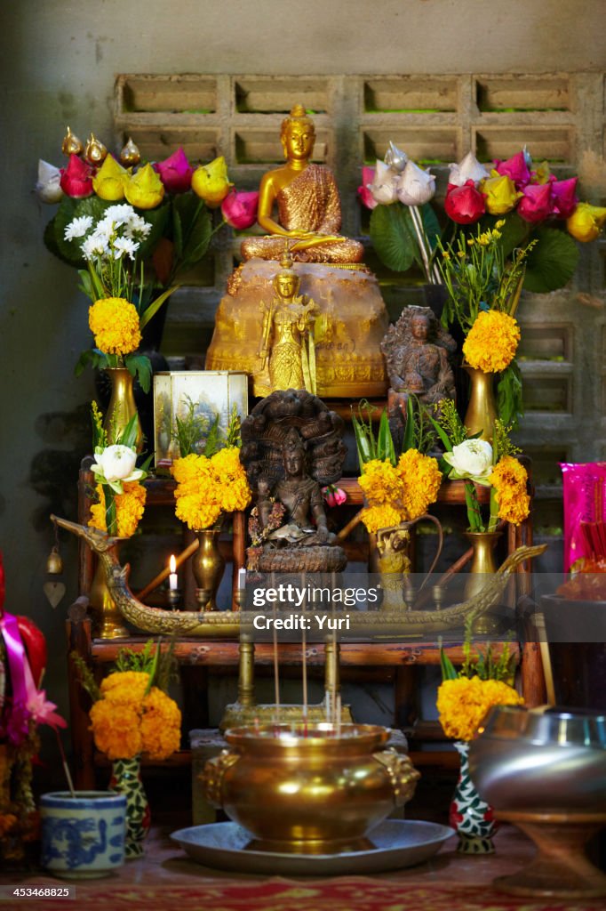 Sacred shrine, showered with offerings