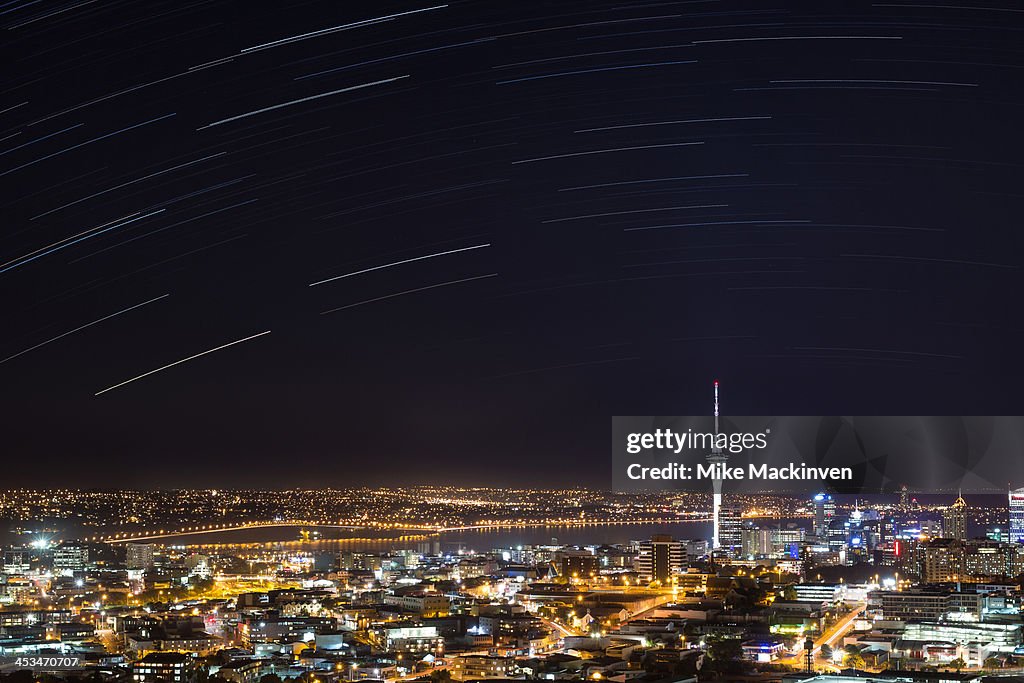 Auckland Star trails from Mt Eden