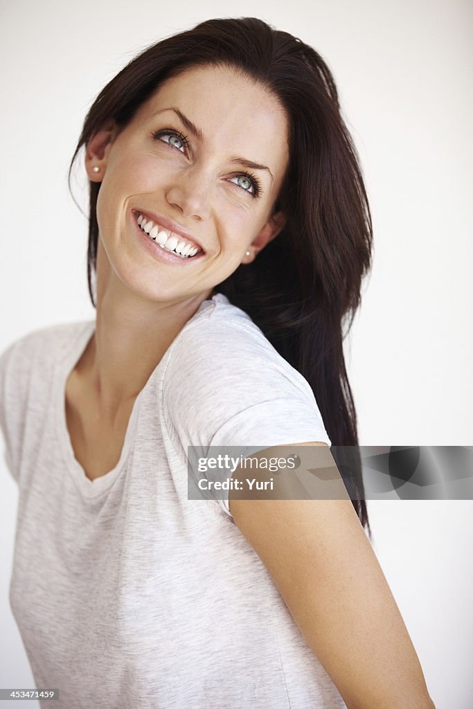 Woman in cheerful mood