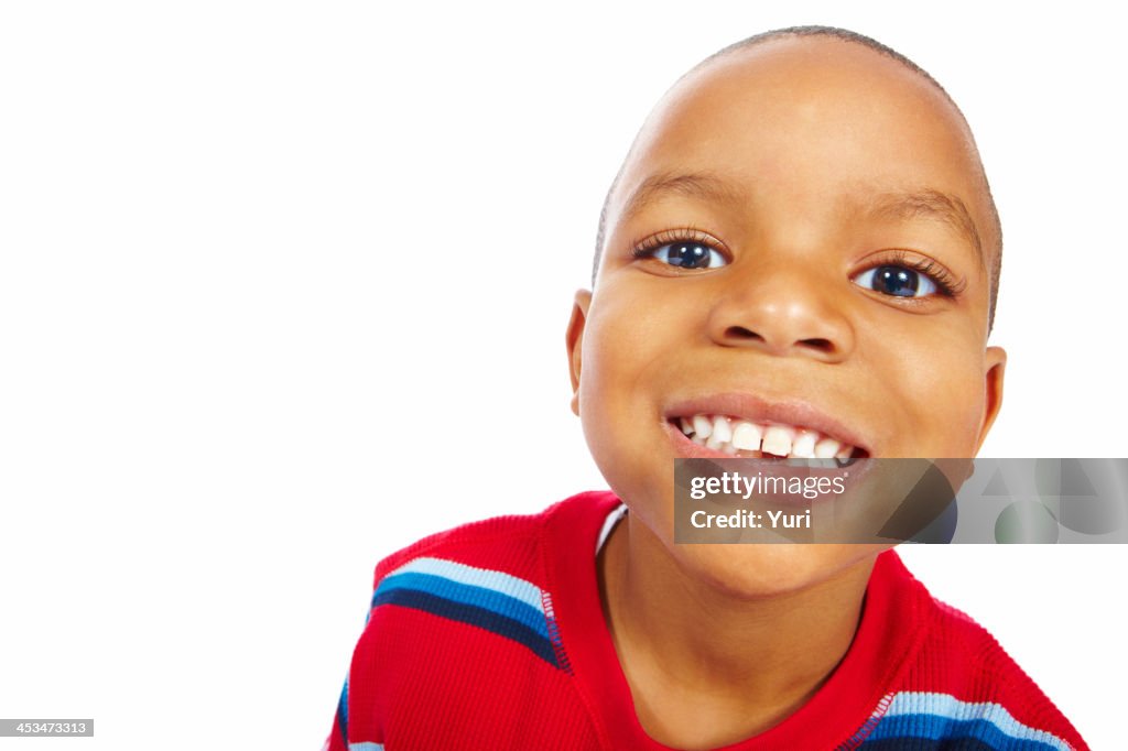 Closeup portrait of smiling young boy