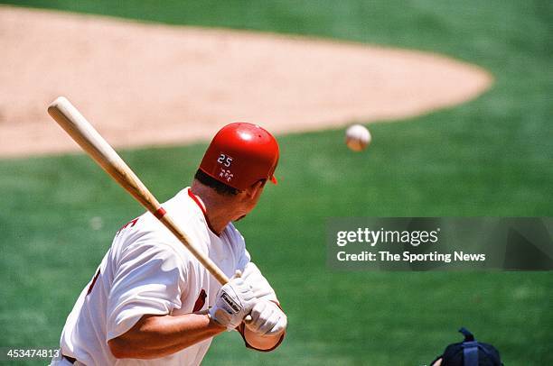 Mark McGwire of the St. Louis Cardinals during the game against the Arizona Diamondbacks on June 21, 1998 at Busch Stadium in St. Louis, Missouri.