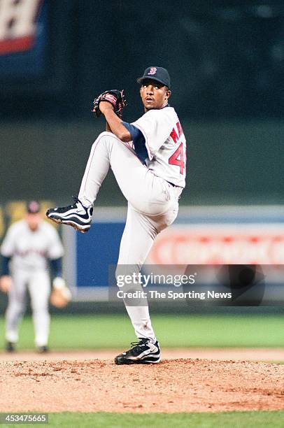 Pedro Martinez of the Boston Red Sox during the game against the Kansas City Royals on May 9, 1998 at Kauffman Stadium in Kansas City, Missouri.