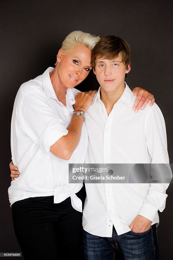 Brigitte Nielsen and her son Raoul Ayrton Meyer Jr. pose during a