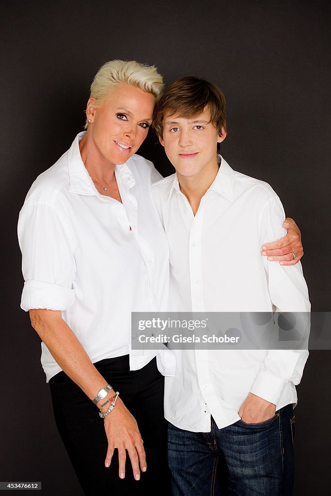 Brigitte Nielsen and her son Raoul Ayrton Meyer Jr. pose during a