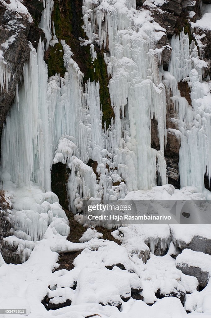 Frozen waterfall during winter