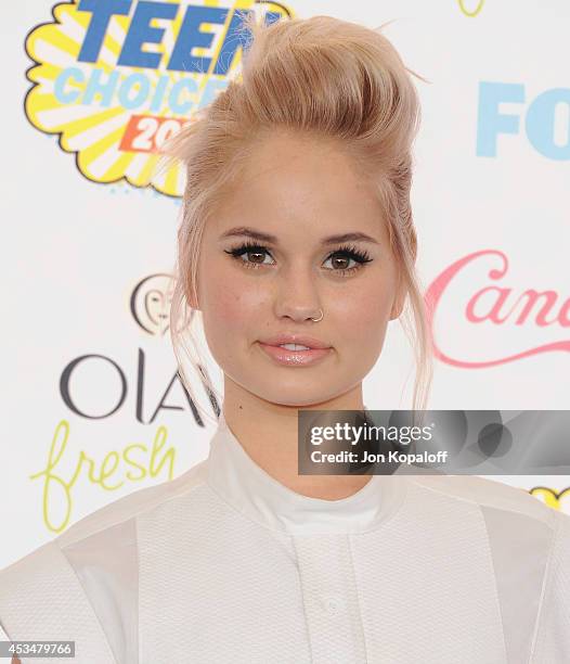 Actress Debby Ryan arrives at the 2014 Teen Choice Awards at The Shrine Auditorium on August 10, 2014 in Los Angeles, California.