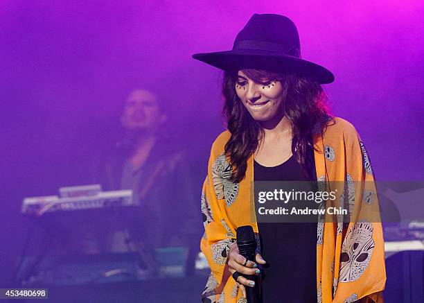 Loulou Ghelichkhani of Thievery Corporation performs on stage during Day 3 of Squamish Valley Music Festival on August 10, 2014 in Squamish, Canada.