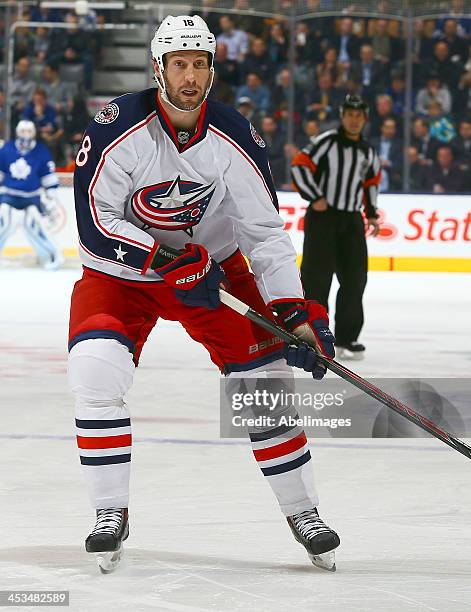 Umberger of the Columbus Blue Jackets skates up the ice during NHL action against the Toronto Maple Leafs at the Air Canada Centre November 25, 2013...