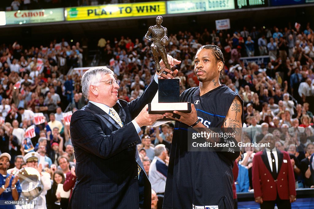 Philadelphia 76ers Allen Iverson receives MVP Trophy