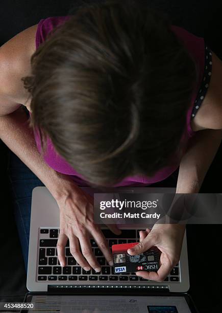 In this photo illustration a woman uses a credit card to buy something online on August 11, 2014 in Bristol, United Kingdom. This week marks the 20th...