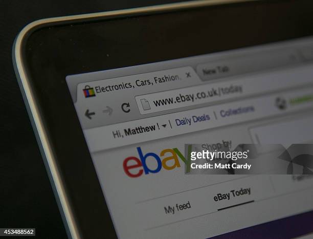 In this photo illustration a laptop displays the eBay website on August 11, 2014 in Bristol, United Kingdom. This week marks the 20th anniversary of...