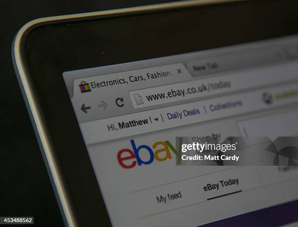 In this photo illustration a laptop displays the eBay website on August 11, 2014 in Bristol, United Kingdom. This week marks the 20th anniversary of...