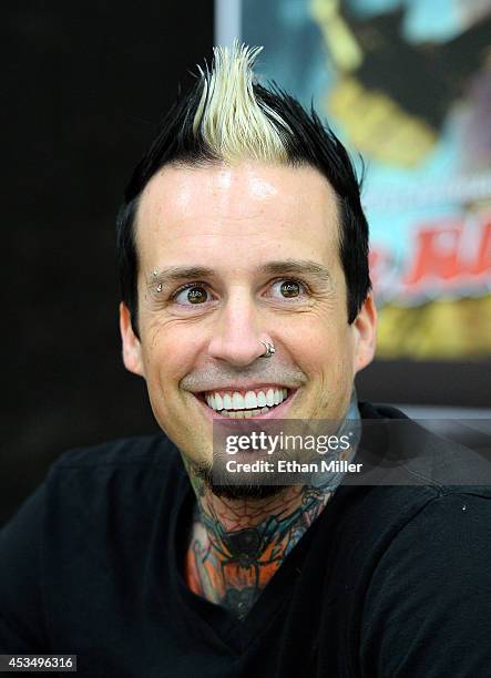 Drummer Jeremy Spencer of Five Finger Death Punch appears at Nellis Air Force Base as the band highlights its campaign to raise awareness about...