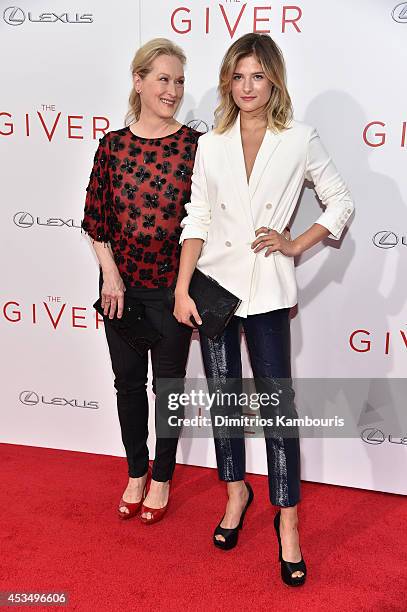 Actress Meryl Streep and Louisa Gummer attend "The Giver" premiere at Ziegfeld Theater on August 11, 2014 in New York City.