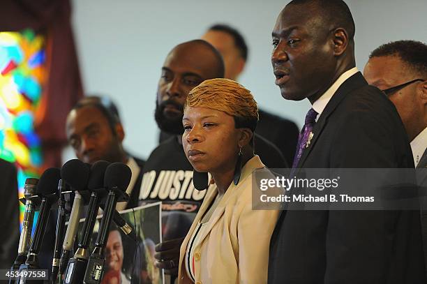 Lesley McSpadden, mother of slain 18 year-old Michael Brown speaks during a press conference at Jennings Mason Temple Church of God In Christ, on...