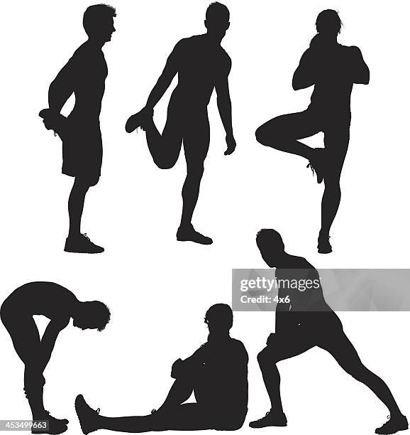 silhouette of sports menschen training - standing on one leg stock-grafiken, -clipart, -cartoons und -symbole