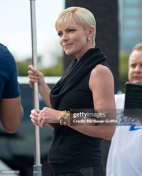 Jaime Pressly is seen at 'Extra' on August 11, 2014 in Los Angeles, California.