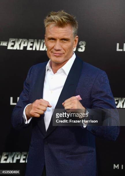 Actor Dolph Lundgren attends Lionsgate Films' "The Expendables 3" premiere at TCL Chinese Theatre on August 11, 2014 in Hollywood, California.