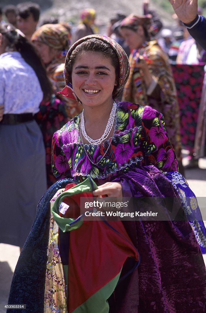 Uzbekistan, Bukhara, Market Scene, Gypsy Woman Selling...